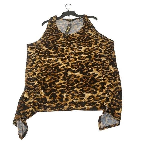 Cheetah Patterned Asymmetrical Hem Tank - Picture 3 of 8